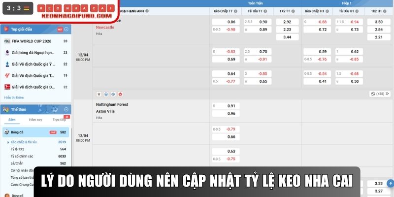 Lý do người dùng nên cập nhật tỷ lệ keo nha cai mỗi ngày